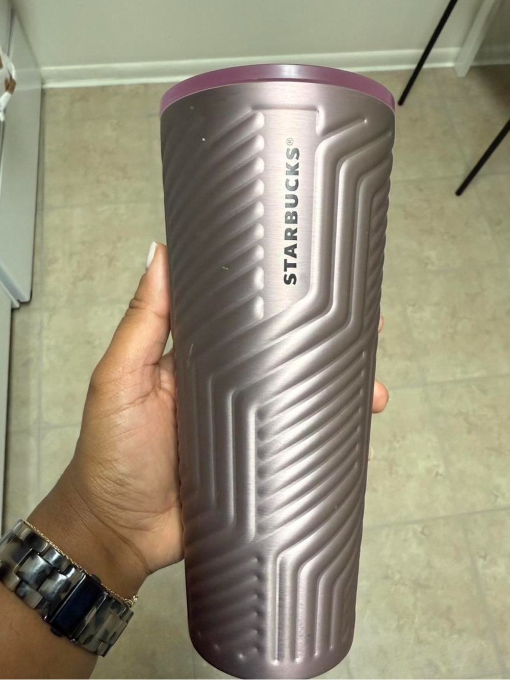 Starbucks Metallic Mauve Pink Textured Tumbler